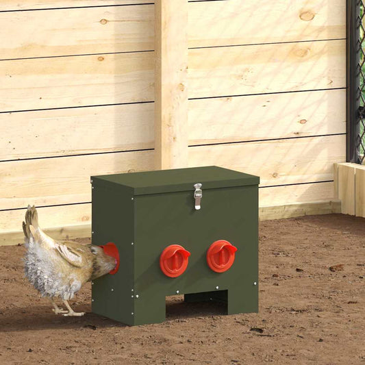 Csirke etető Olajzöld 40,5 x 25 x 38 cm Hidegen Hengerelt Acél