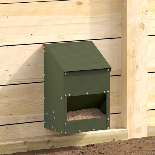 Csirke etető Olajzöld 21 x 16 x 33 cm Hidegen Hengerelt Acél