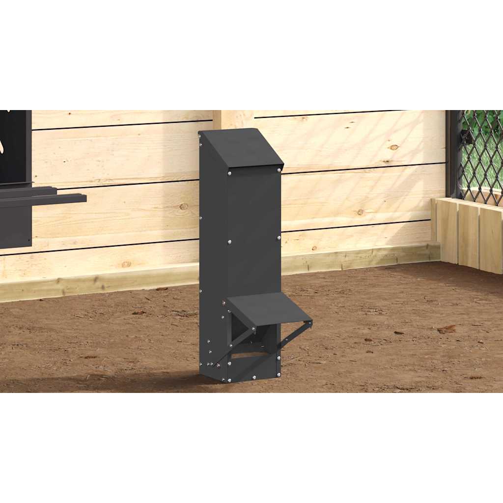Csirke etető Fekete 13 x 12 x 51 cm Hidegen Hengerelt Acél