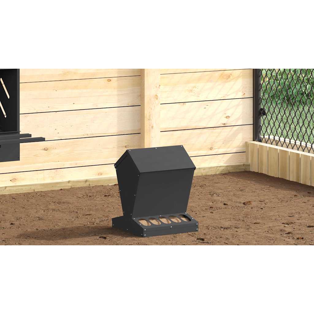 Csirke etető Fekete 30 x 30 x 39 cm Hidegen Hengerelt Acél