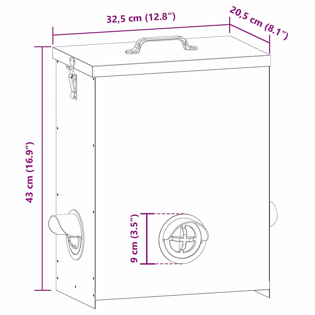 Csirke etető Ezüst 32,5 x 20,5 x 43 cm Horganyzott acél