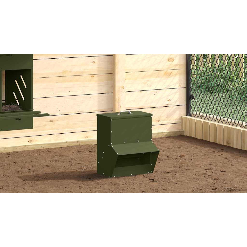 Csirke etető Olajzöld 20 x 25 x 35 cm Hidegen Hengerelt Acél