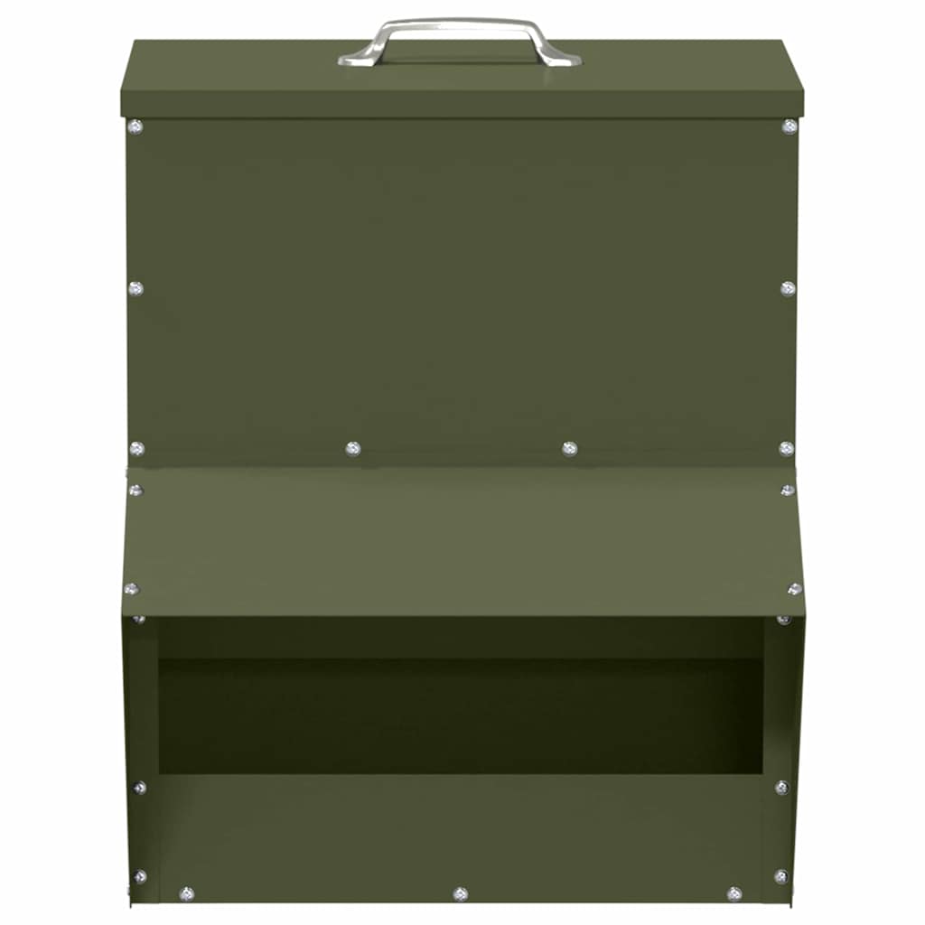 Csirke etető Olajzöld 20 x 25 x 35 cm Hidegen Hengerelt Acél