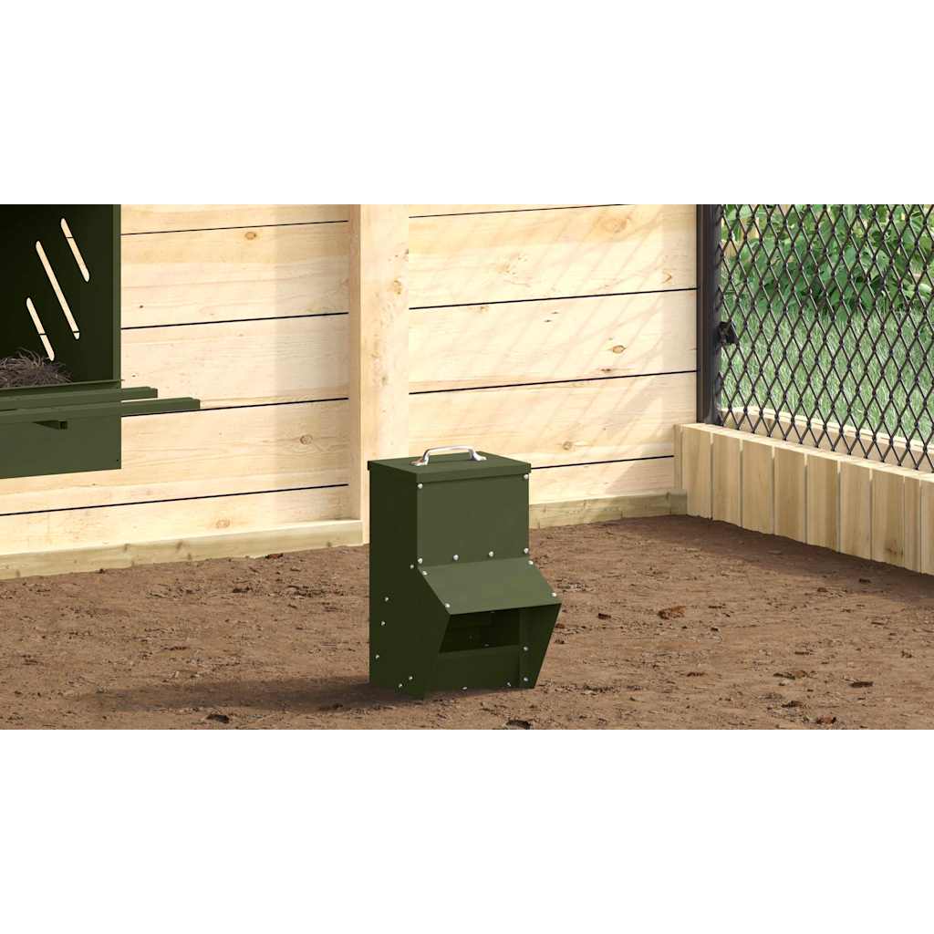 Csirke etető Olajzöld 20 x 25 x 35 cm Hidegen Hengerelt Acél