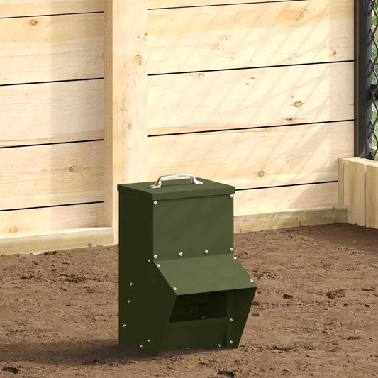 Csirke etető Olajzöld 20 x 25 x 35 cm Hidegen Hengerelt Acél