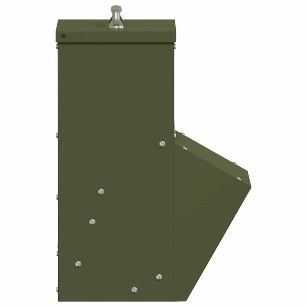Csirke etető Olajzöld 20 x 25 x 35 cm Hidegen Hengerelt Acél