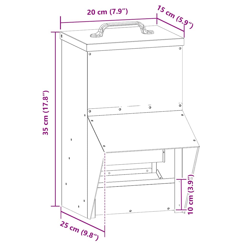 Csirke etető Ezüst 20 x 25 x 35 cm Horganyzott acél