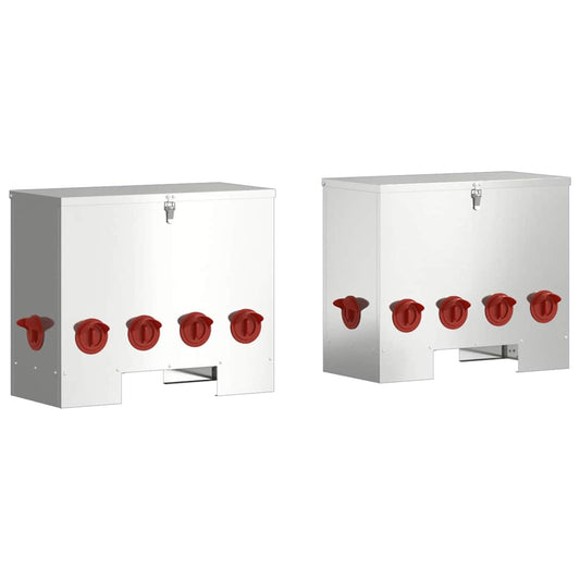 Csirke etető 2 Ezüst 60,5 x 29 x 51 cm 25 kg Horganyzott acél