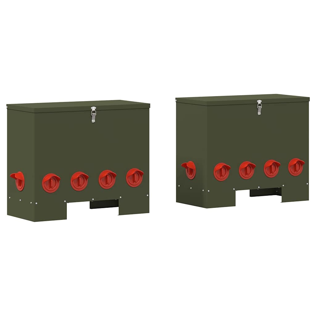 Csirke etető 2 pcs Olajzöld 60,5 x 29 x 51 cm