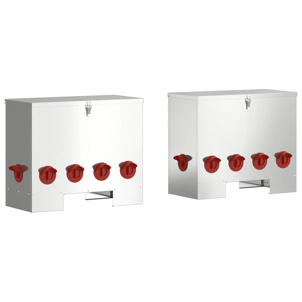 Csirke etető 2 pcs Ezüst 60,5 x 29 x 51 cm Horganyzott acél