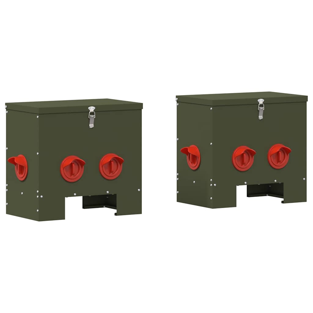 Csirke etető 2 pcs Olajzöld 40,5 x 25 x 38 cm