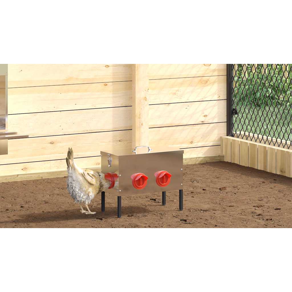 Csirke etető 2 pcs Ezüst 41,5 x 20,5 x 33 cm Horganyzott acél