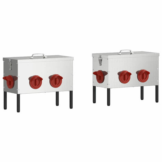 Csirke etető 2 Ezüst 41,5 x 20,5 x 33 cm 15 kg Horganyzott acél