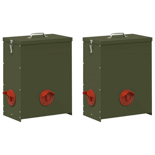 Csirke etető 2 Olajzöld 32,5 x 20,5 x 43 cm 25 kg