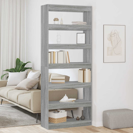 Könyvespolc polcokkal Szürke Sonoma 80 x 30 x 198 cm Faanyag