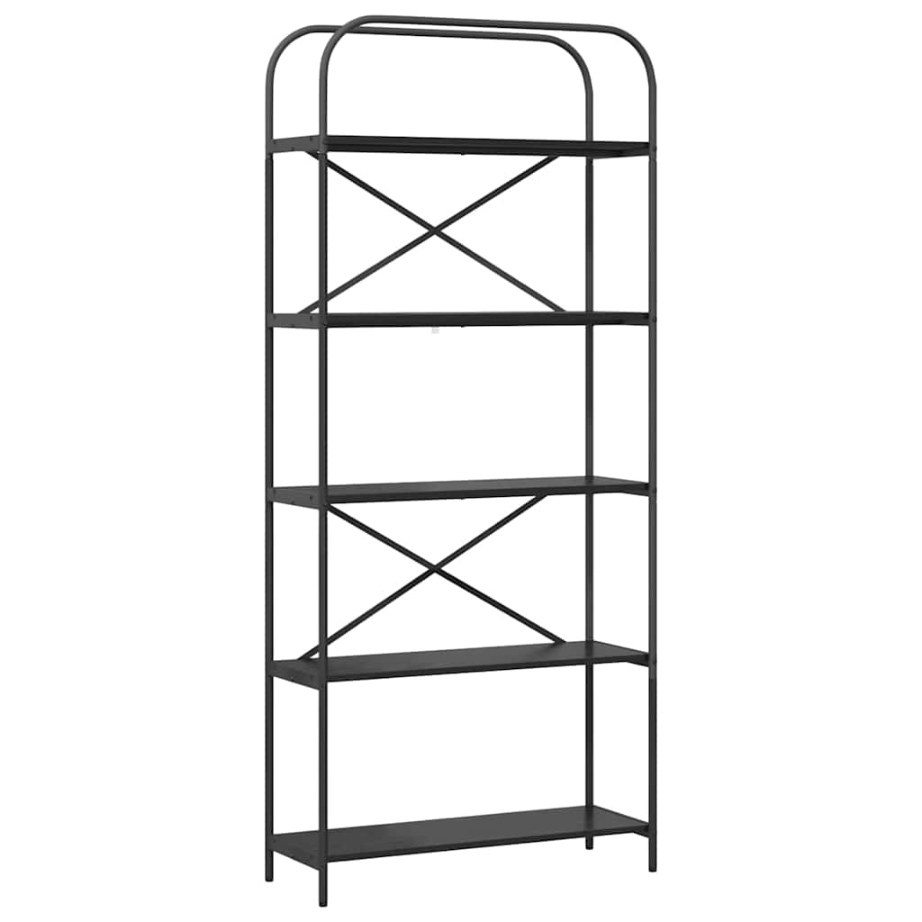 Könyvespolc 5 szintes 80 x 30 x 183 cm Szerelt fa Fekete tölgy