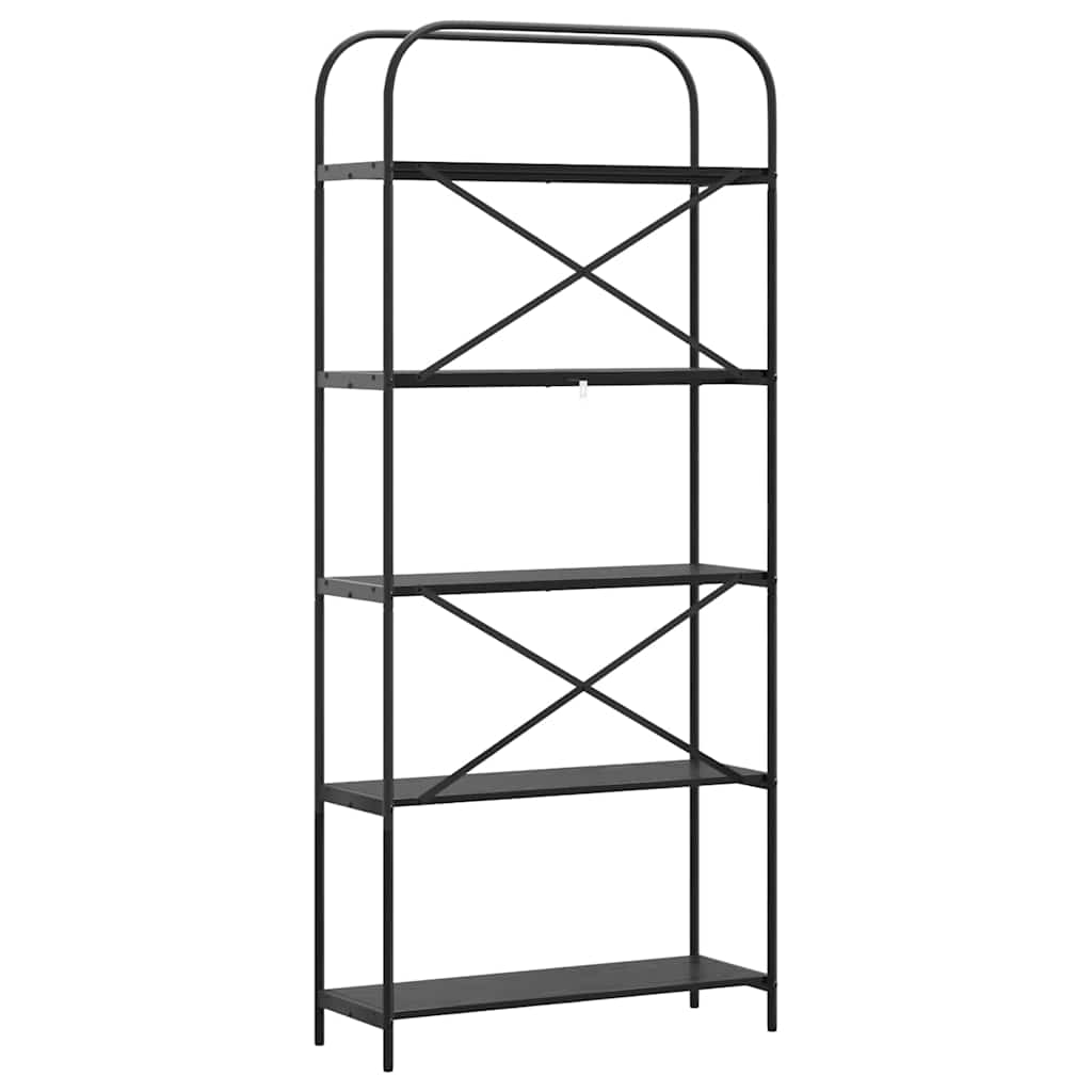 Könyvespolc 5 szintes 80 x 30 x 183 cm Szerelt fa Fekete tölgy
