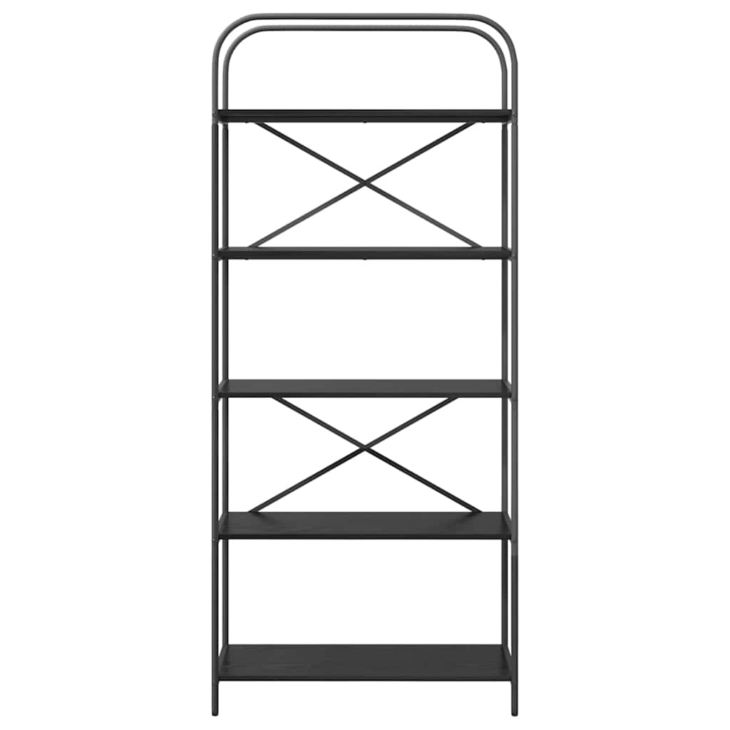 Könyvespolc 5 szintes 80 x 30 x 183 cm Szerelt fa Fekete tölgy