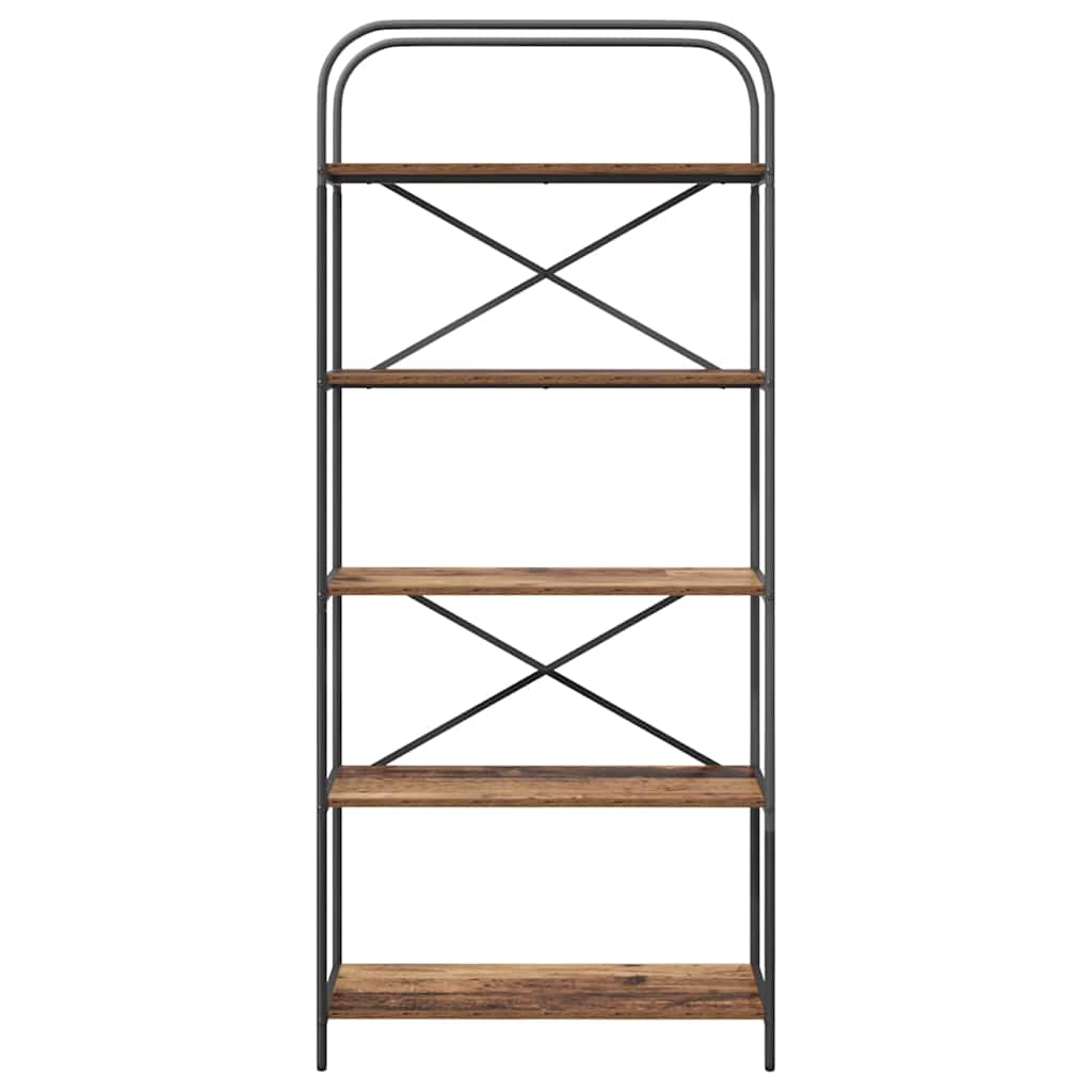 Könyvespolc 5 szintes 80 x 30 x 183 cm Szerelt fa Öreg fa