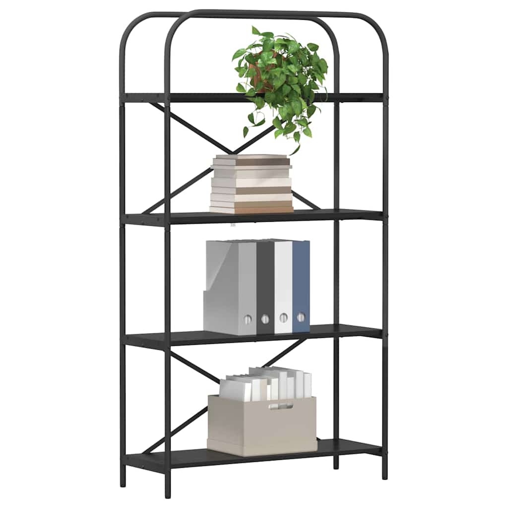 Könyvespolc 4 szintes 80 x 30 x 146 cm Szerelt fa Fekete tölgy