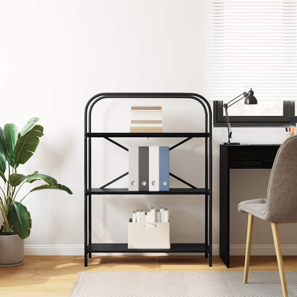 Könyvespolc 3 szintes 80 x 30 x 109 cm Szerelt fa Fekete tölgy