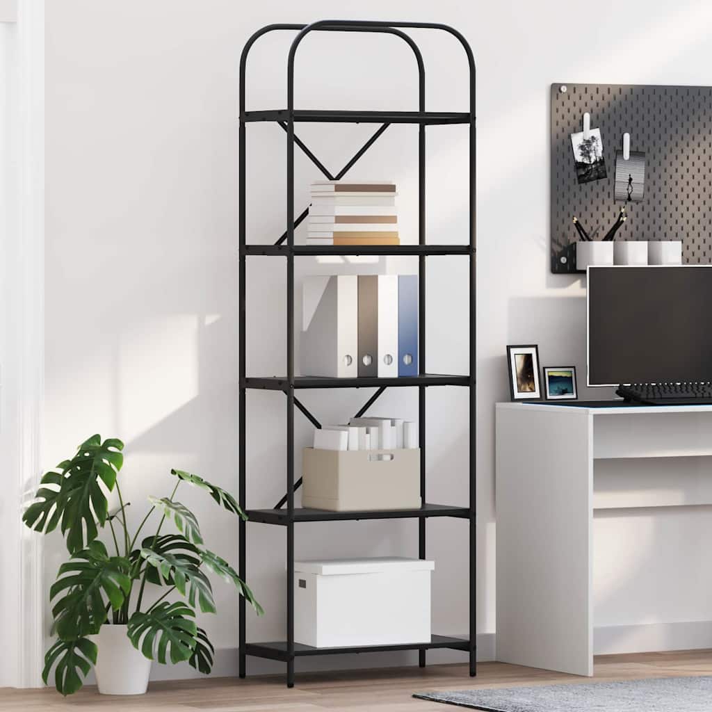 Könyvespolc 5 szintes 60 x 30 x 183 cm Szerelt fa Fekete tölgy