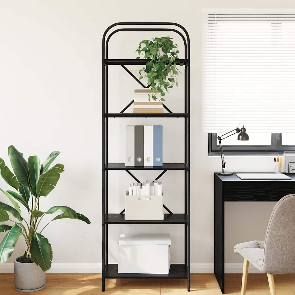Könyvespolc 5 szintes 60 x 30 x 183 cm Szerelt fa Fekete tölgy