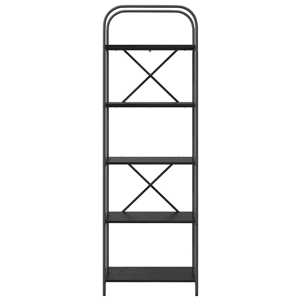 Könyvespolc 5 szintes 60 x 30 x 183 cm Szerelt fa Fekete tölgy