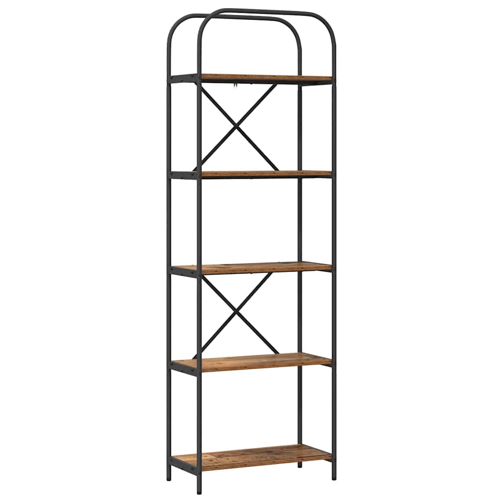 Könyvespolc 5 szintes 60 x 30 x 183 cm Szerelt fa Öreg fa