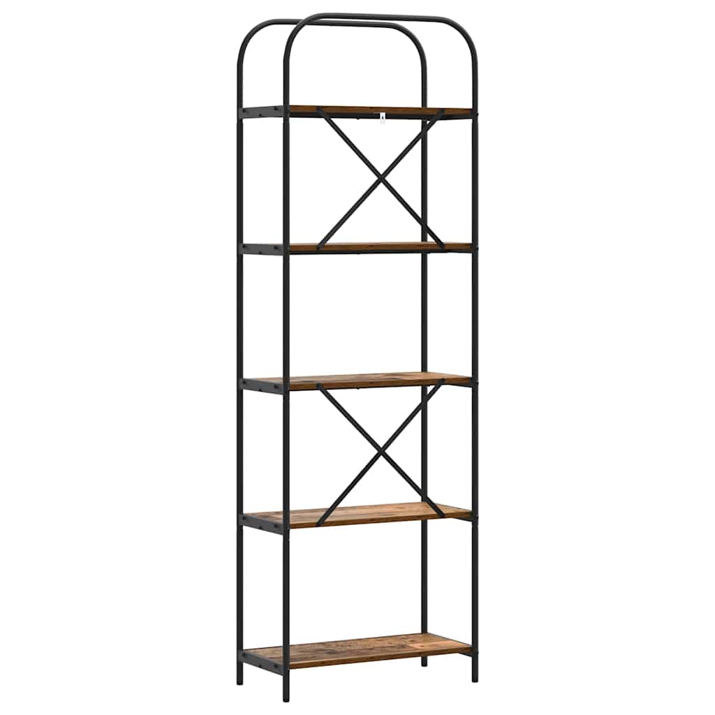 Könyvespolc 5 szintes 60 x 30 x 183 cm Szerelt fa Öreg fa