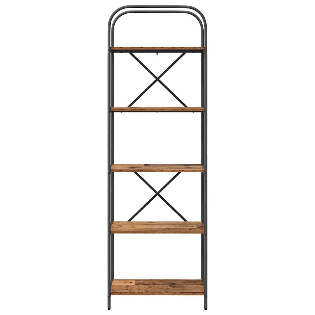 Könyvespolc 5 szintes 60 x 30 x 183 cm Szerelt fa Öreg fa