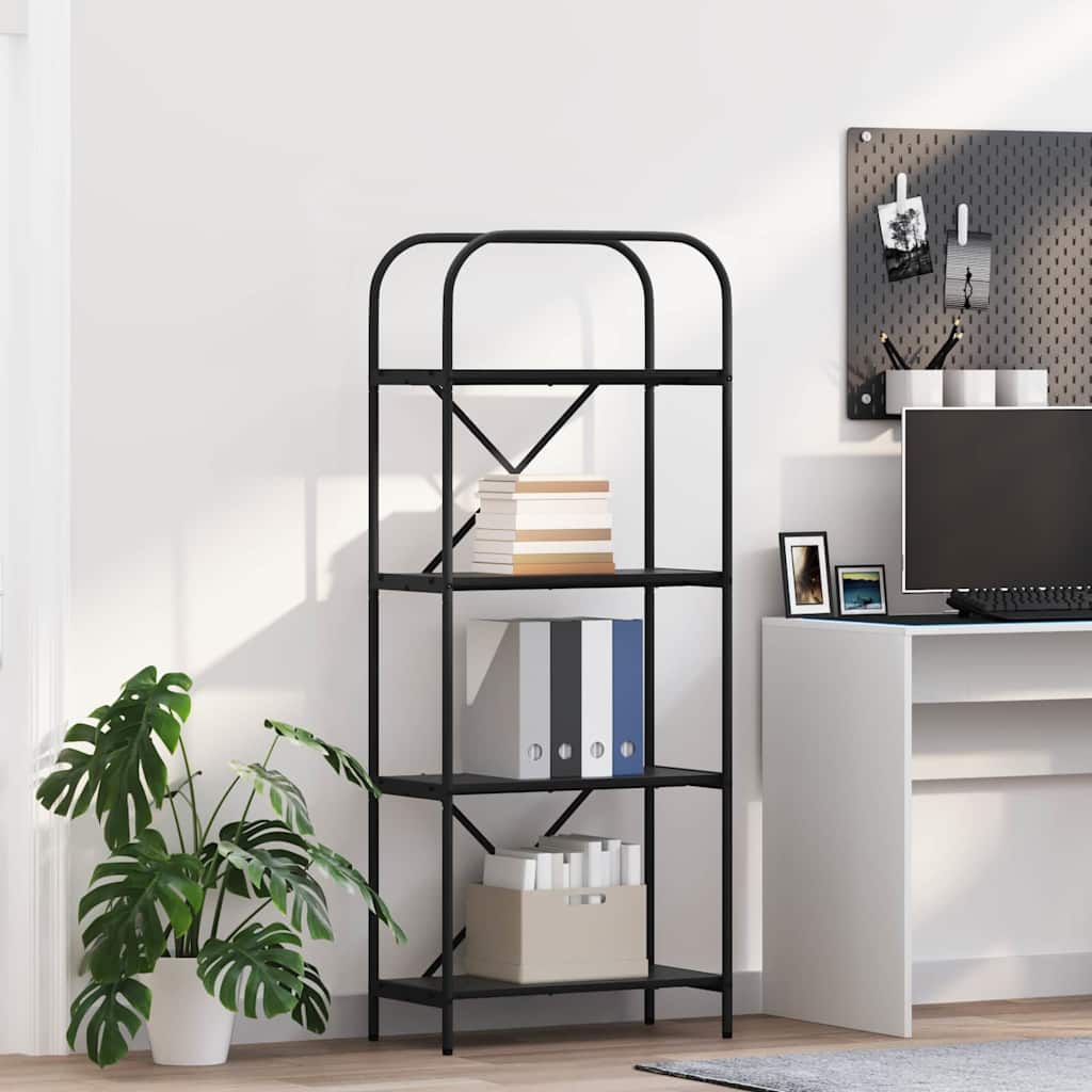 Könyvespolc 4 szintes 60 x 30 x 146 cm Szerelt fa Fekete tölgy