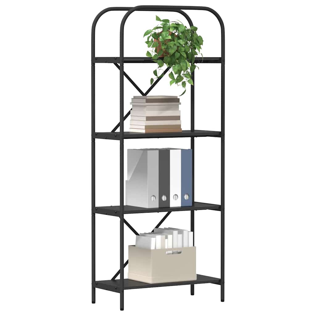 Könyvespolc 4 szintes 60 x 30 x 146 cm Szerelt fa Fekete tölgy