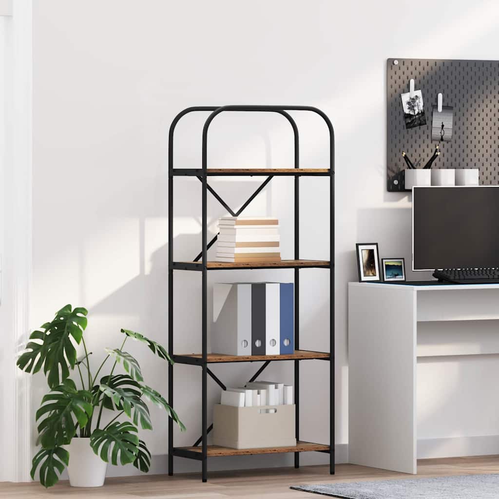 Könyvespolc 4 szintes 60 x 30 x 146 cm Szerelt fa Öreg fa