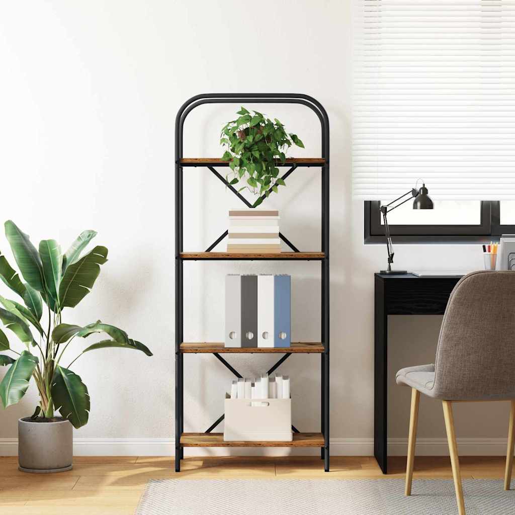 Könyvespolc 4 szintes 60 x 30 x 146 cm Szerelt fa Öreg fa