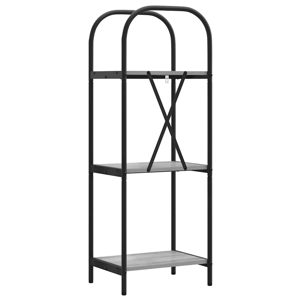 Könyvespolc 3 szintes 40 x 30 x 109 cm Szerelt fa Szürke Sonoma
