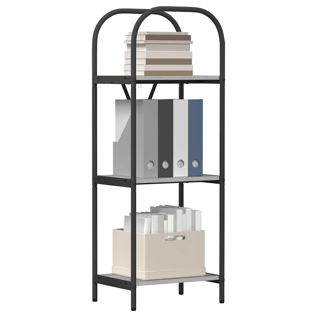 Könyvespolc 3 szintes 40 x 30 x 109 cm Szerelt fa Szürke Sonoma