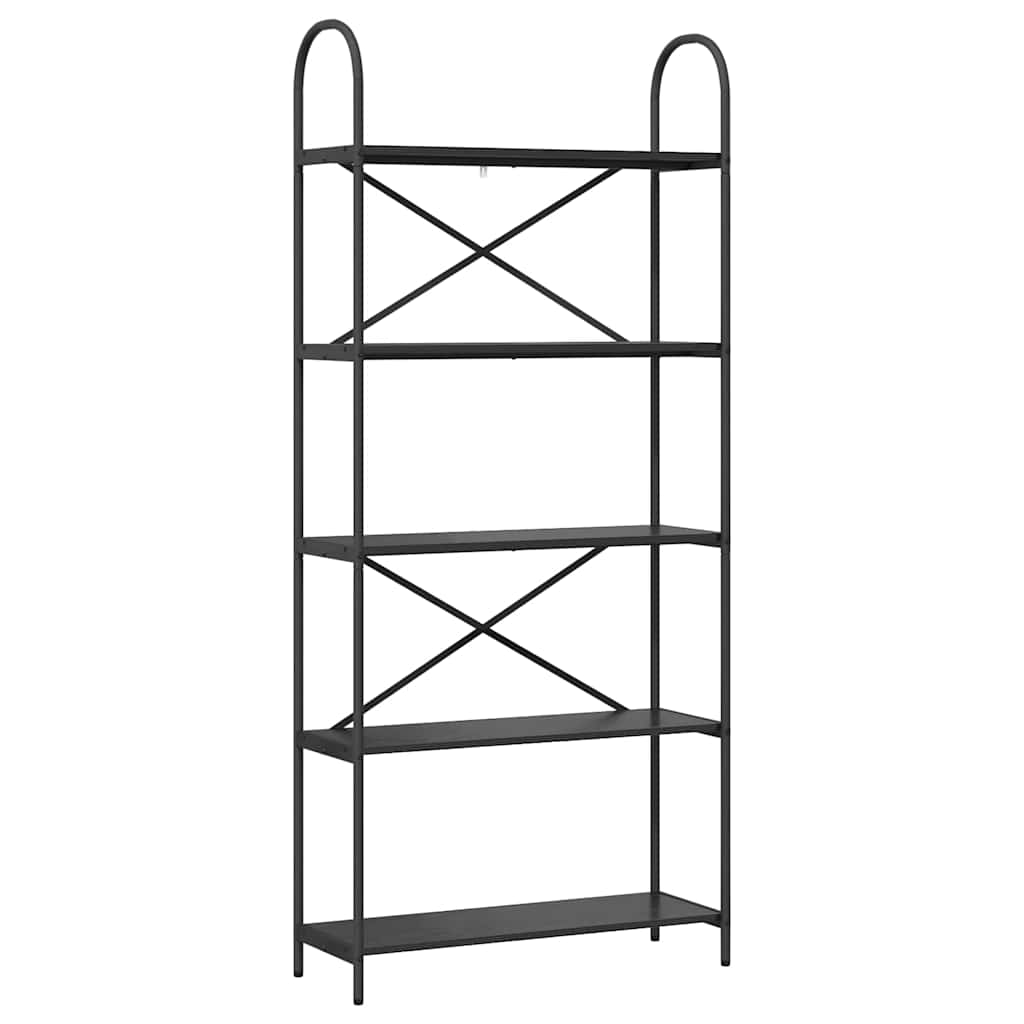 Könyvespolc 5 szintes 80 x 30 x 183 cm Szerelt fa Fekete tölgy
