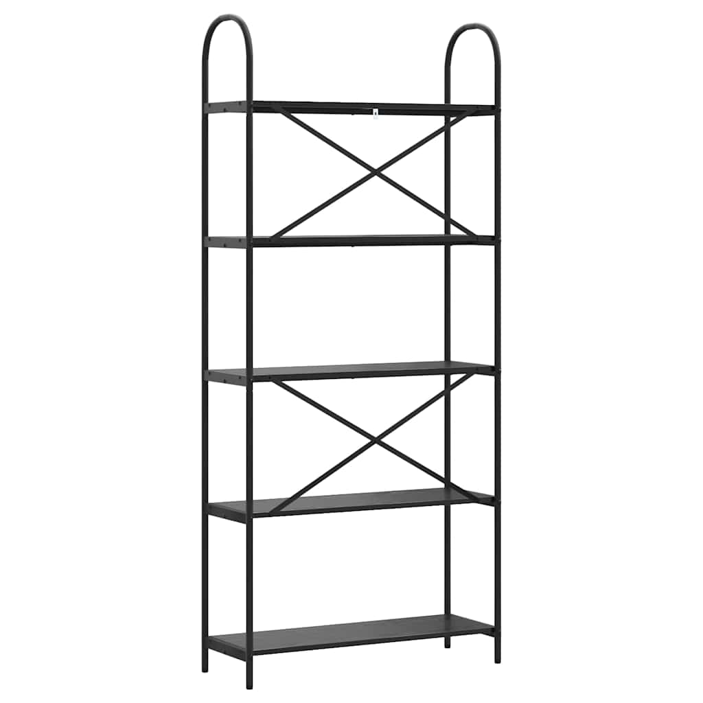 Könyvespolc 5 szintes 80 x 30 x 183 cm Szerelt fa Fekete tölgy