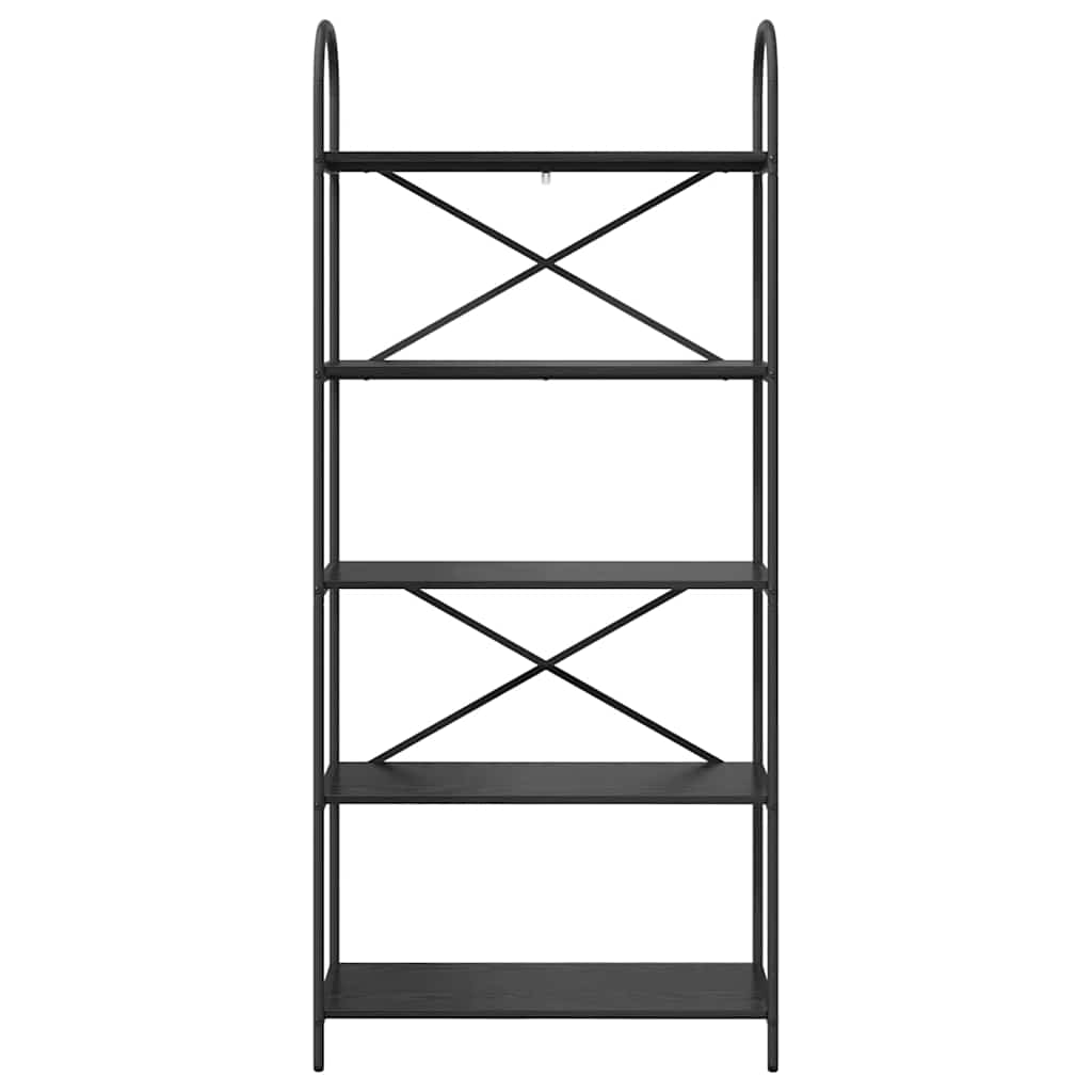 Könyvespolc 5 szintes 80 x 30 x 183 cm Szerelt fa Fekete tölgy
