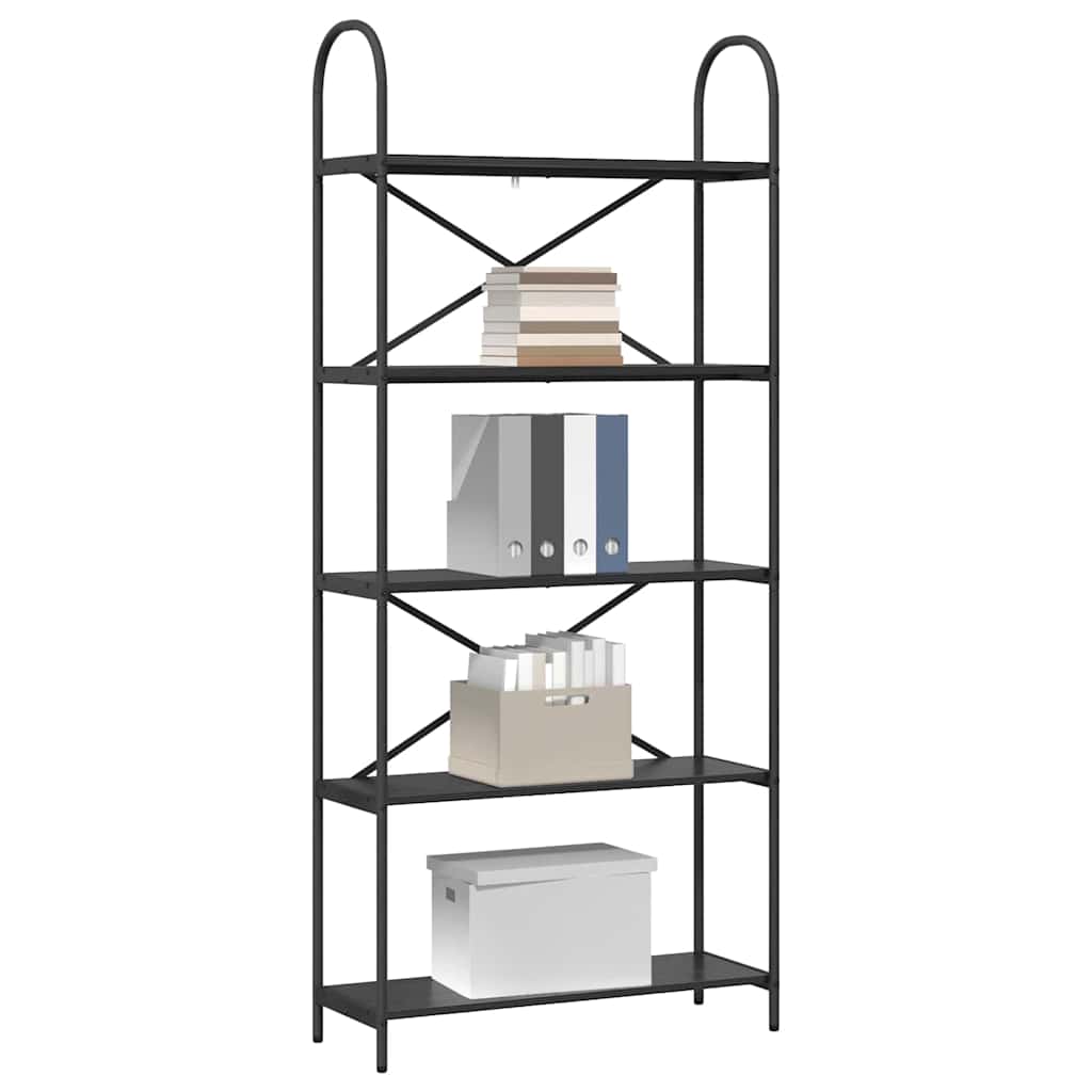 Könyvespolc 5 szintes 80 x 30 x 183 cm Szerelt fa Fekete tölgy