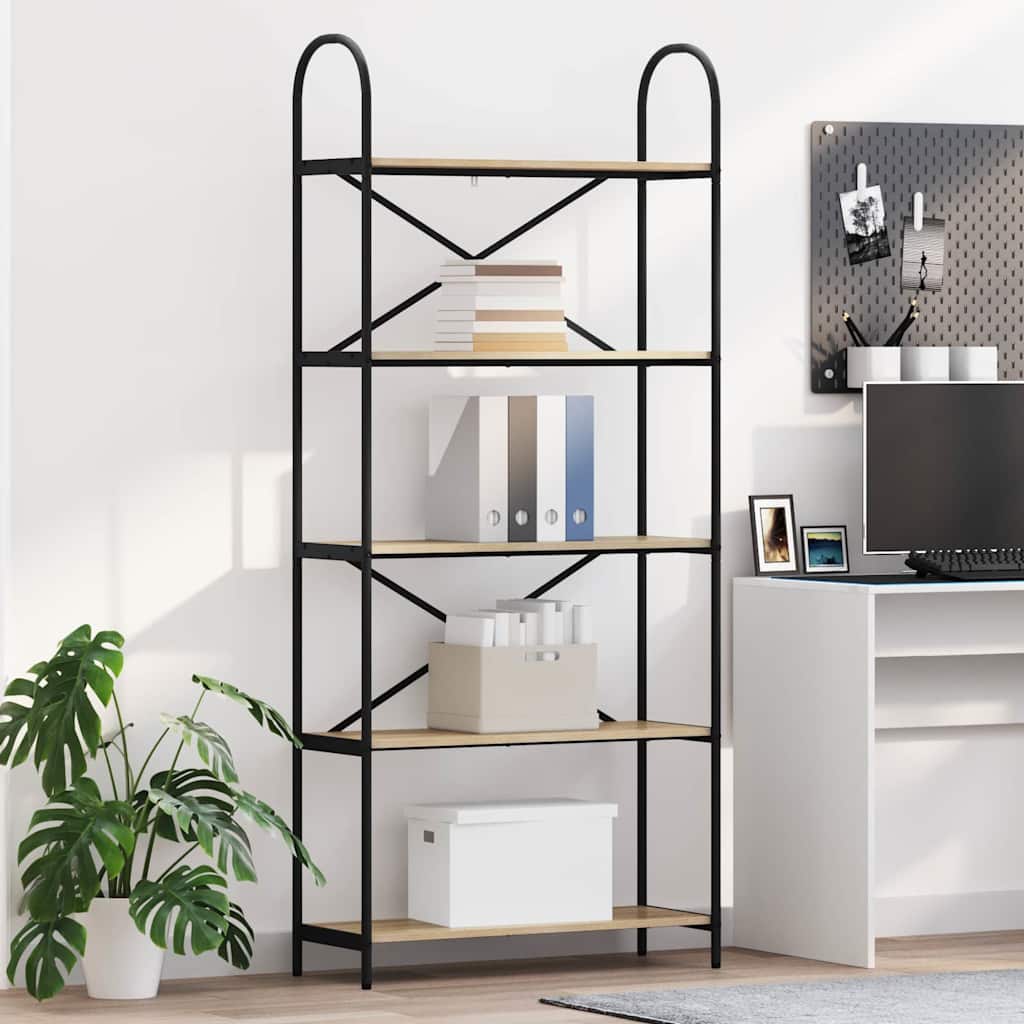 Könyvespolc 5 szintes 80 x 30 x 183 cm Szerelt fa Sonoma tölgy