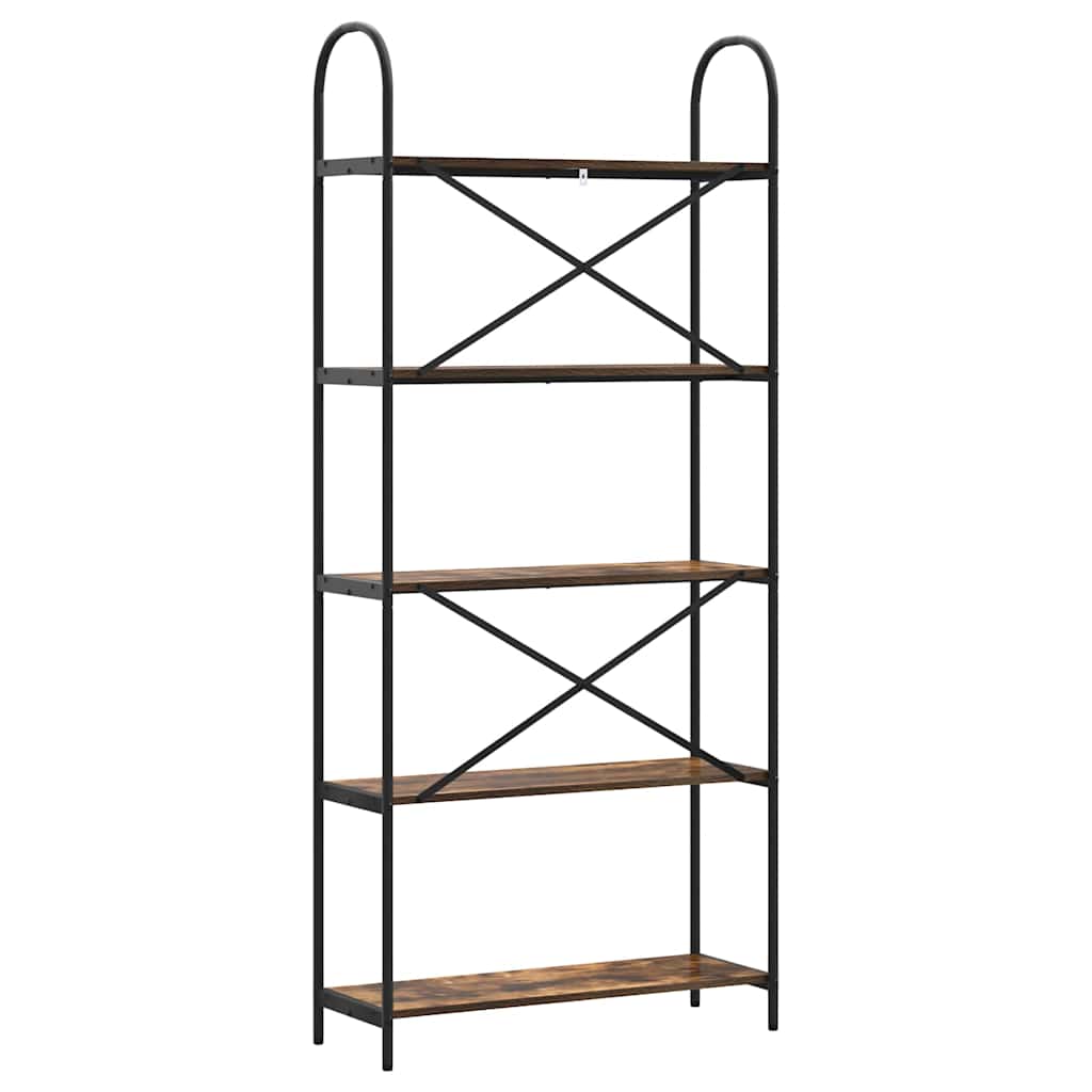 Könyvespolc 5 szintes 80 x 30 x 183 cm Szerelt fa Füstölt tölgy