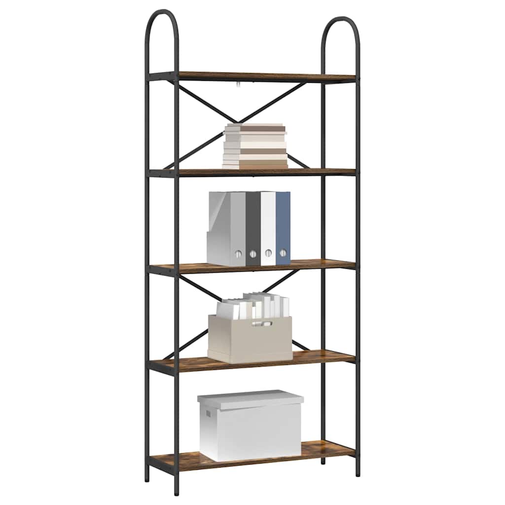 Könyvespolc 5 szintes 80 x 30 x 183 cm Szerelt fa Füstölt tölgy