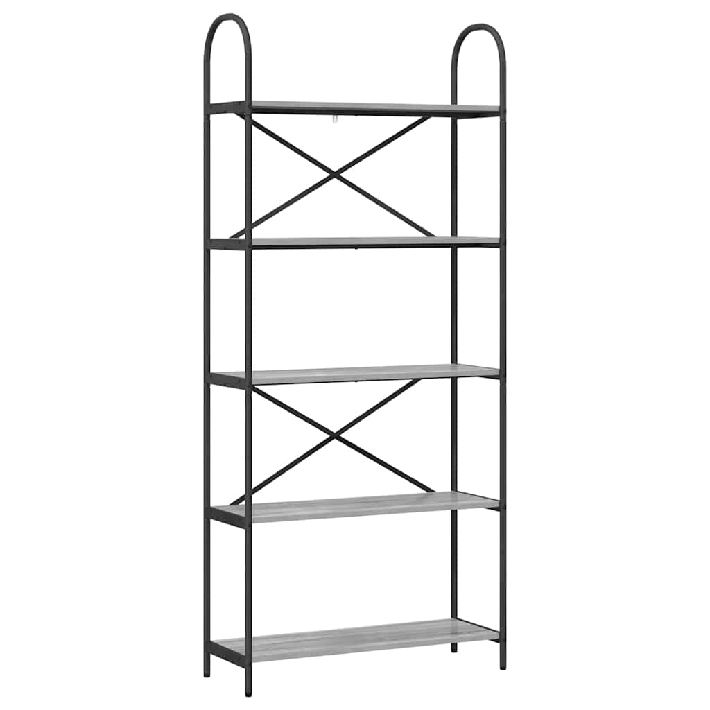 Könyvespolc 5 szintes 80 x 30 x 183 cm Szerelt fa Szürke Sonoma