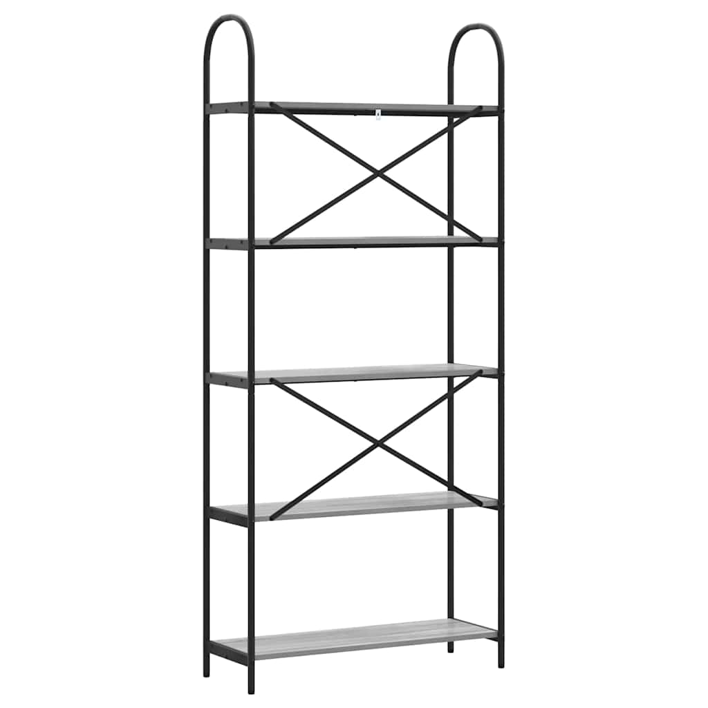 Könyvespolc 5 szintes 80 x 30 x 183 cm Szerelt fa Szürke Sonoma