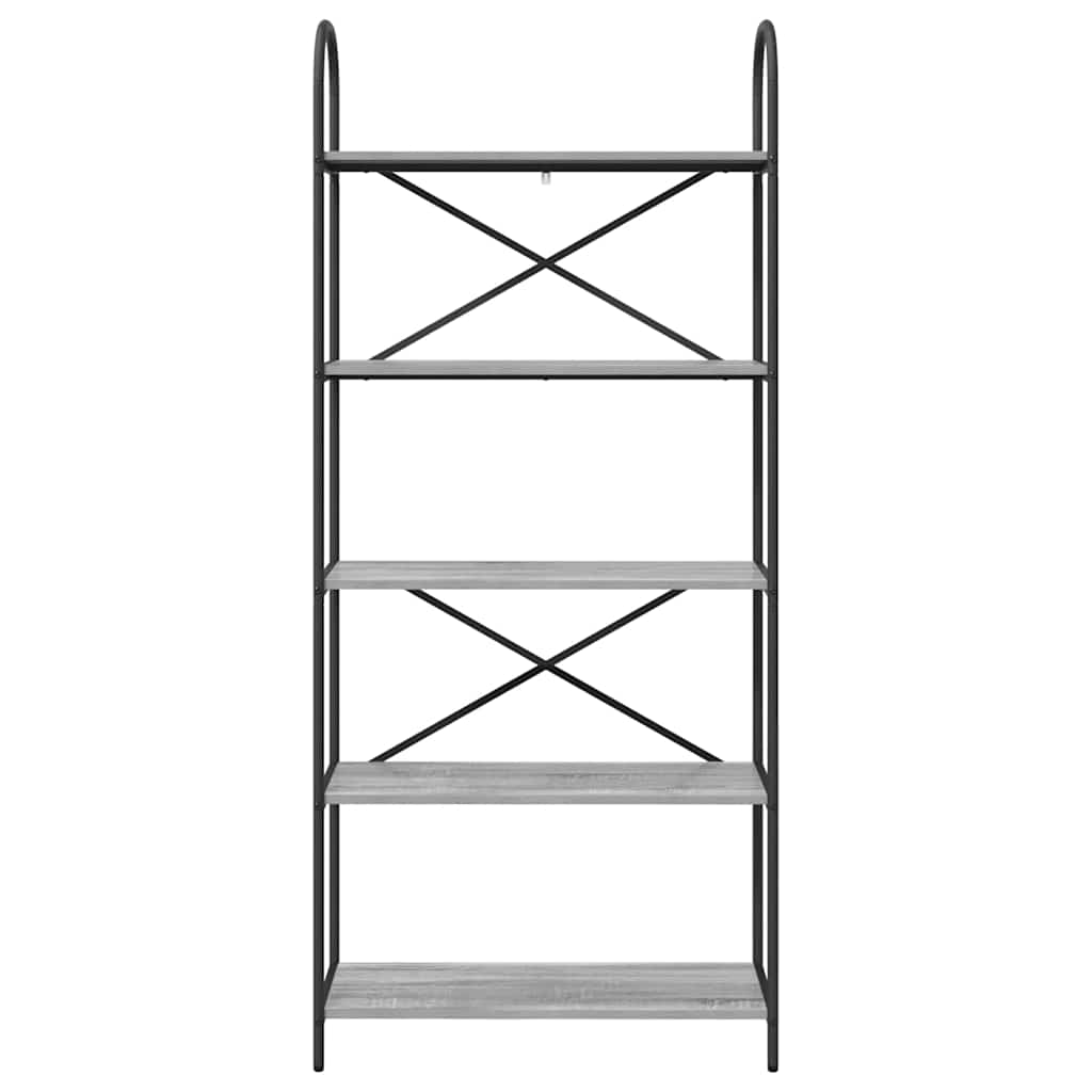 Könyvespolc 5 szintes 80 x 30 x 183 cm Szerelt fa Szürke Sonoma