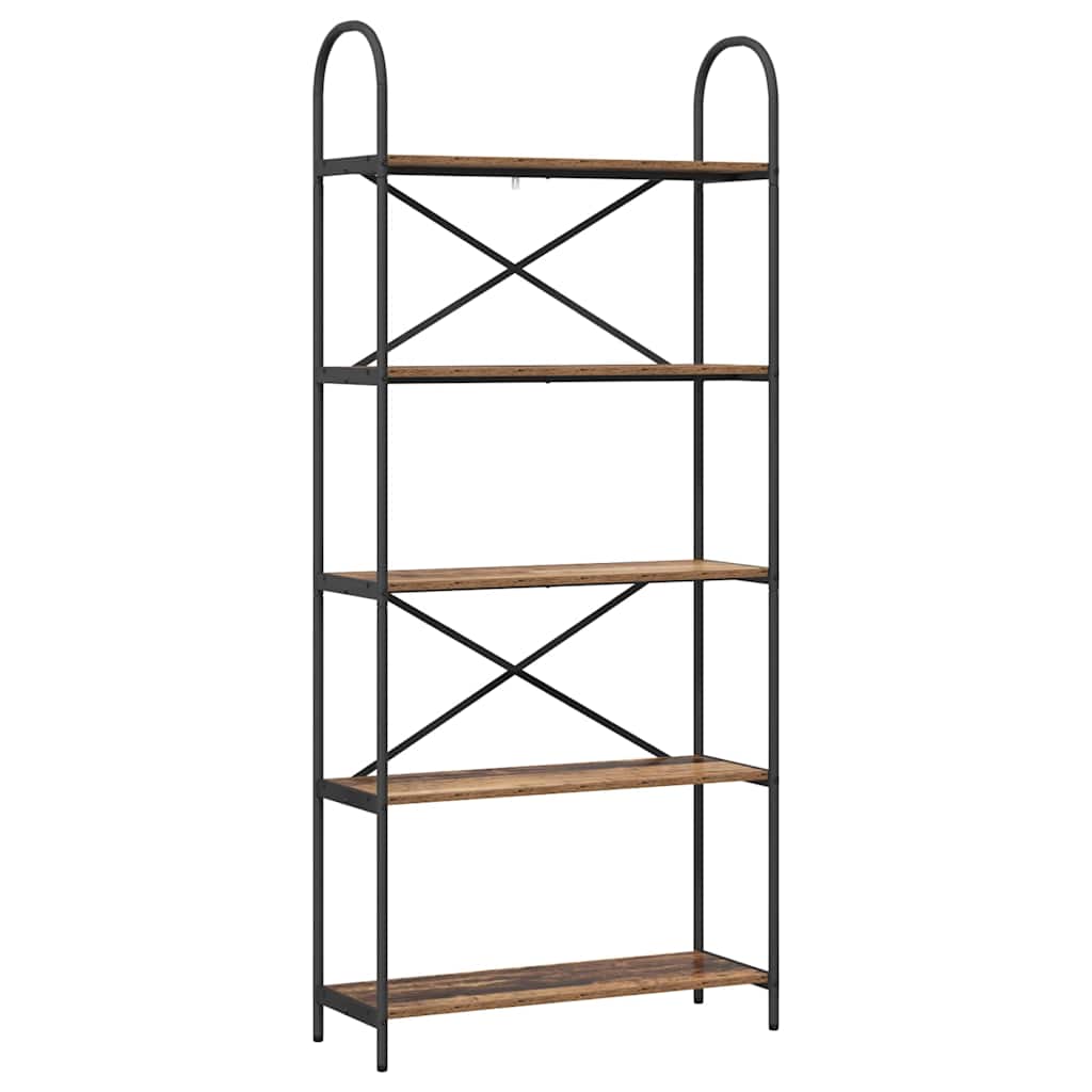 Könyvespolc 5 szintes 80 x 30 x 183 cm Szerelt fa Öreg fa