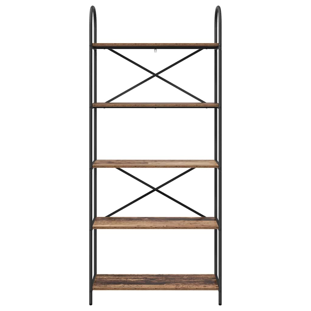 Könyvespolc 5 szintes 80 x 30 x 183 cm Szerelt fa Öreg fa