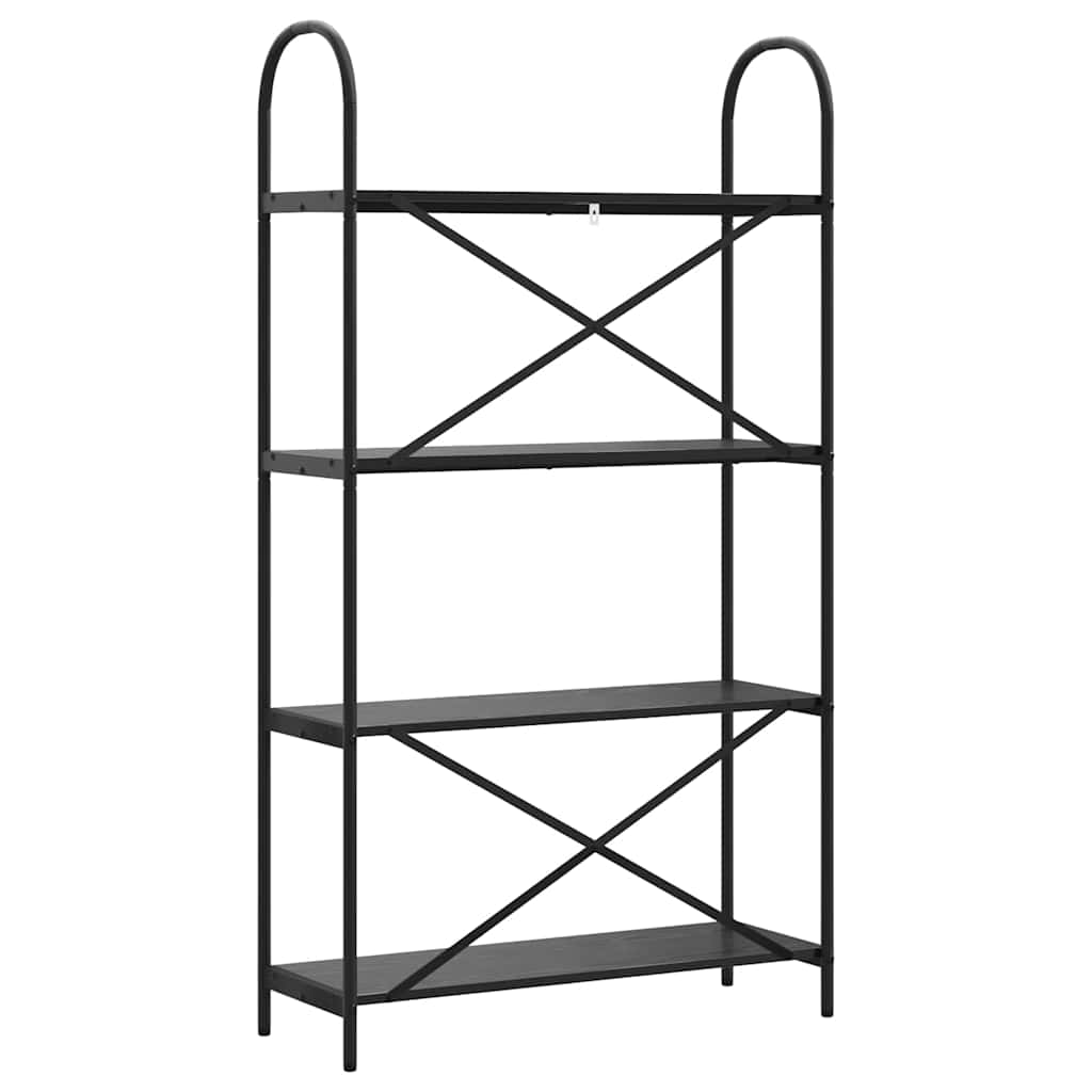 Könyvespolc 4 szintes 80 x 30 x 146 cm Szerelt fa Fekete tölgy